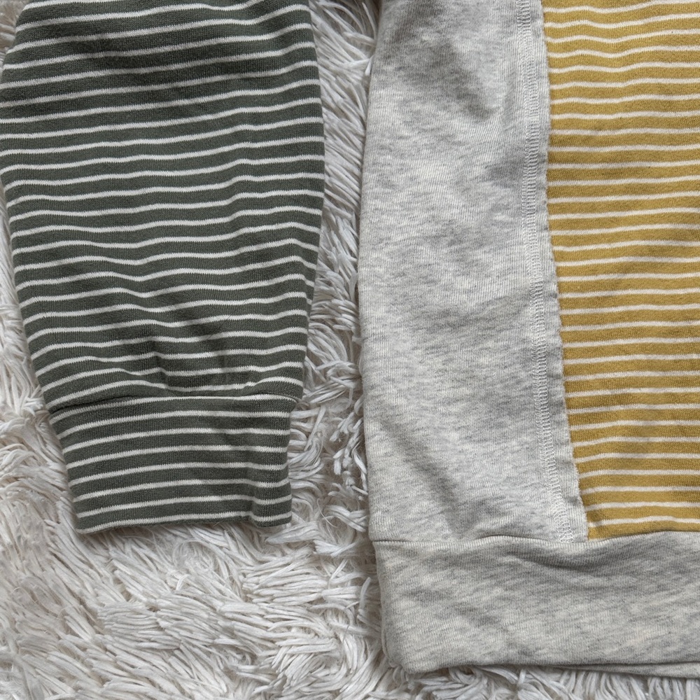 πHPπ Hem & Thread Striped Terry Hoodie π Mustard Sage Green & Gray - Picture 9 of 16